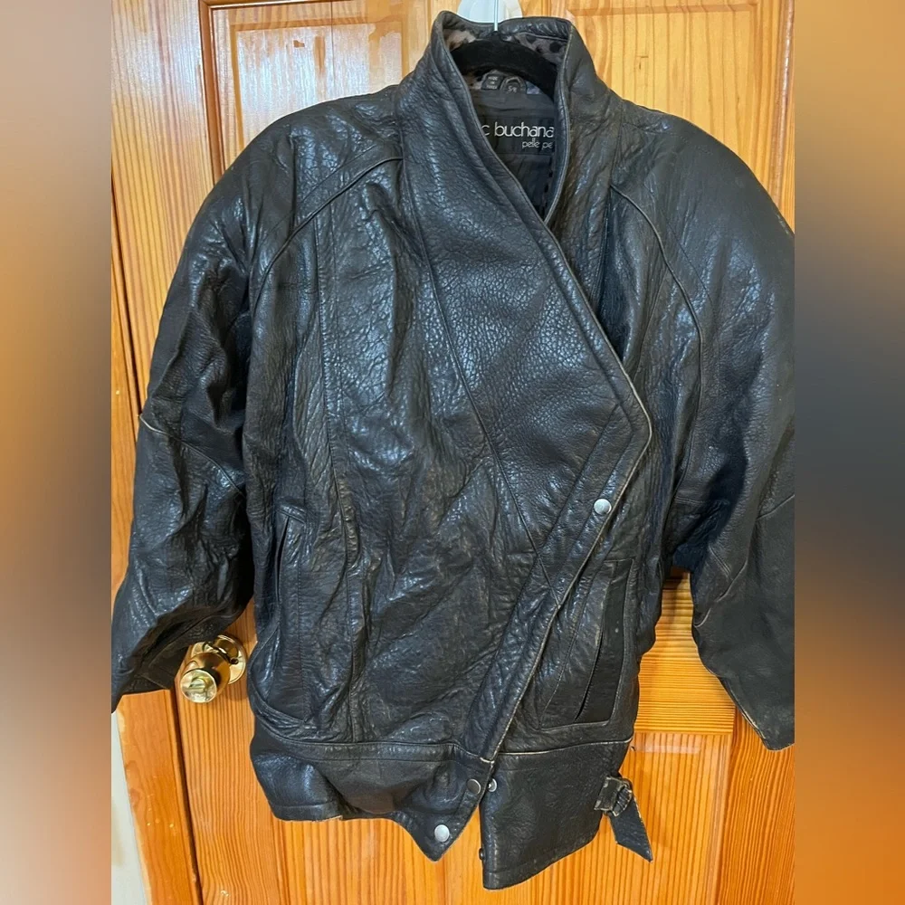 Marc Buchanan Pelle Pelle Vintage Animal Print 80’s Genuine Leather Jacket - Picture 4 of 16